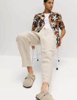 Loose Fit Pure Linen Elasticated Waist Trousers