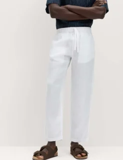Loose Fit Pure Linen Elasticated Waist Trousers