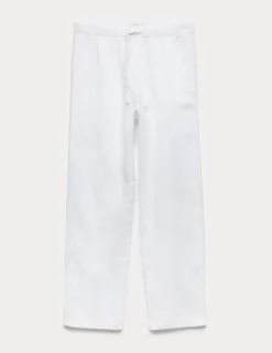 Loose Fit Pure Linen Elasticated Waist Trousers