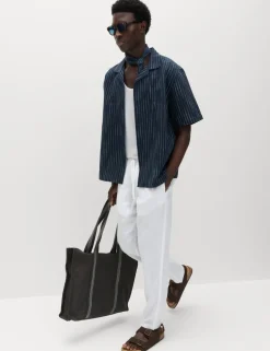 Loose Fit Pure Linen Elasticated Waist Trousers