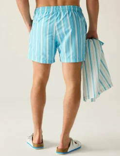 Loras Quick Dry Pocketed Striped Swim Shorts