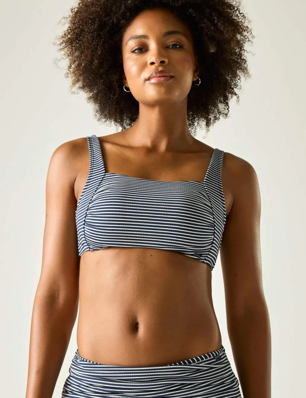 Loria Striped Padded Square Neck Bikini Top
