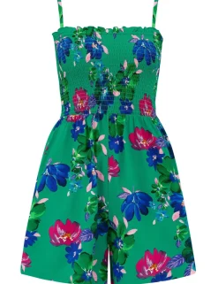 Lottie Strapless Shirred Bodice Woven Beach Playsuit