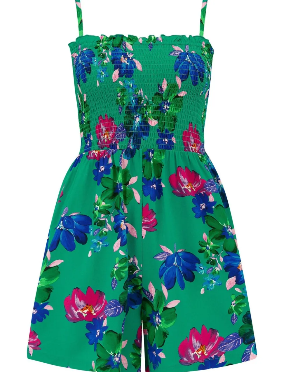 Lottie Strapless Shirred Bodice Woven Beach Playsuit