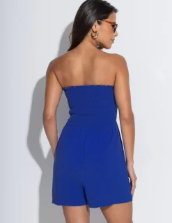 Lottie Strapless Shirred Beach Playsuit