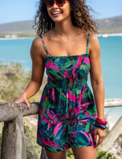 Lottie Strapless Shirred Beach Playsuit