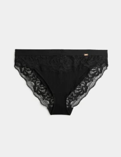 Lounge Rib & Lace High Leg Knickers