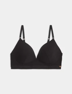 Lounge Rib & Lace Non Wired Plunge Bra (A-E)
