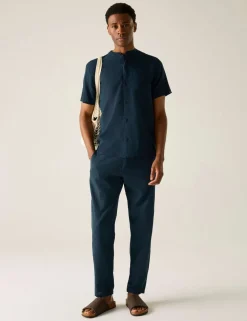 Lovrey Cotton Linen Blend Short Sleeve Shirt