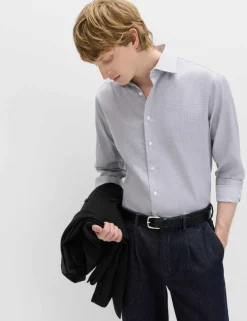 Luxury Cotton Easy Iron Slim Fit Textured Shirt