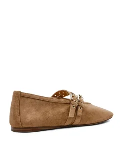 Lydia Leather Buckle Flat Pumps