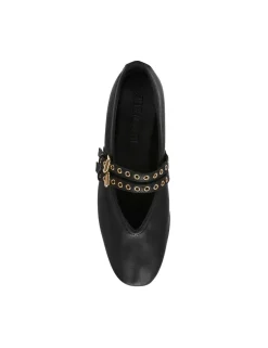 Lydia Suede Buckle Flat Pumps