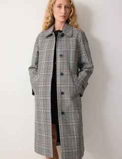 Lyocell Blend Bonded Checked Trench Coat