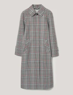 Lyocell Blend Bonded Checked Trench Coat