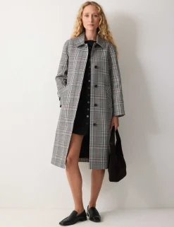 Lyocell Blend Bonded Checked Trench Coat