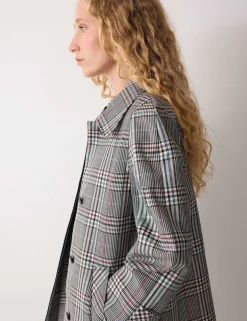 Lyocell Blend Bonded Checked Trench Coat