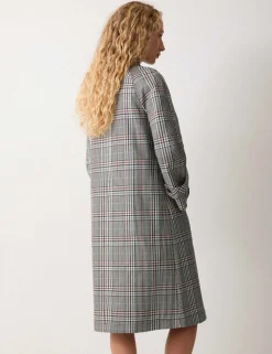 Lyocell Blend Bonded Checked Trench Coat