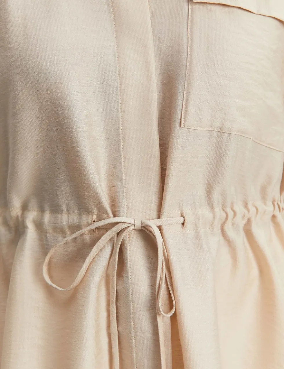 Lyocell Blend Drawstring Longline Blouse