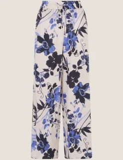 Lyocell Blend Floral Wide Leg Trousers
