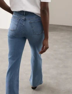 Lyocell Blend High Waisted Flared Jeans