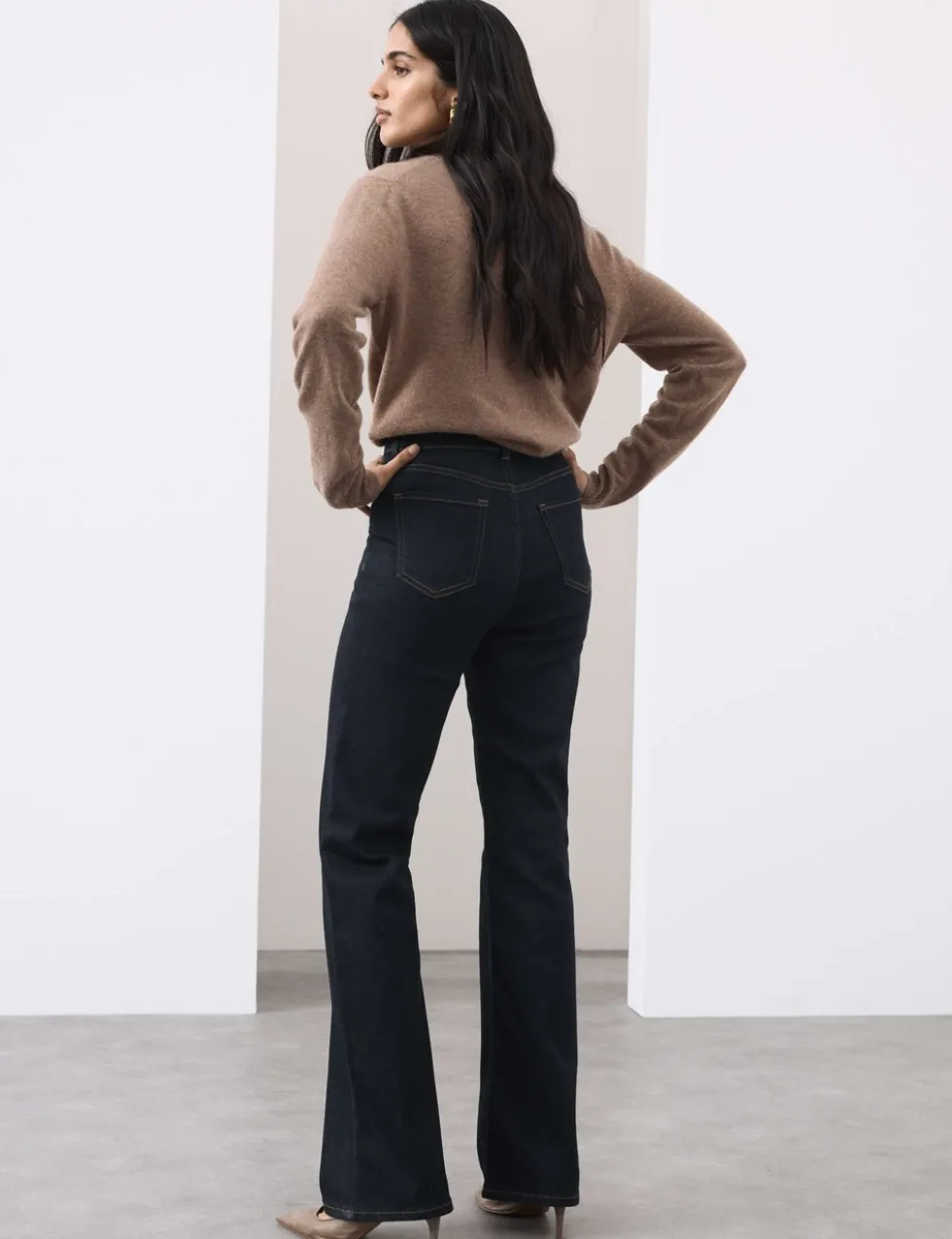 Lyocell Blend High Waisted Flared Jeans