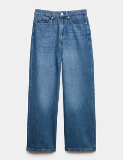 Lyocell Blend High Waisted Straight Leg Jeans