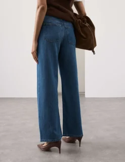 Lyocell Blend High Waisted Straight Leg Jeans