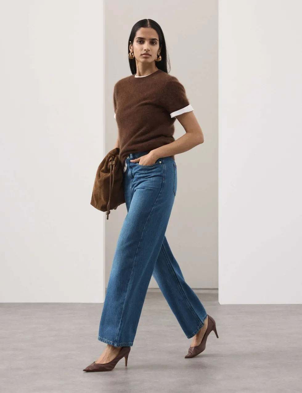 Lyocell Blend High Waisted Straight Leg Jeans