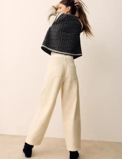 Lyocell Blend Two Tone Panel Barrel Jeans