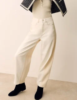 Lyocell Blend Two Tone Panel Barrel Jeans