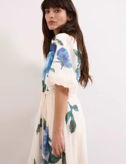 Lyocell Blend V-Neck Floral Midi Dress