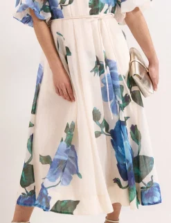 Lyocell Blend V-Neck Floral Midi Dress
