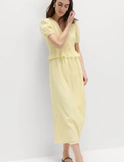 Lyocell Blend V-Neck Midi Waisted Dress