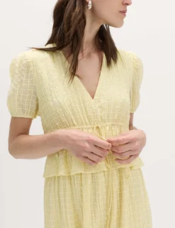 Lyocell Blend V-Neck Midi Waisted Dress