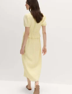 Lyocell Blend V-Neck Midi Waisted Dress