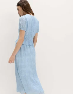 Lyocell Blend V-Neck Midi Waisted Dress