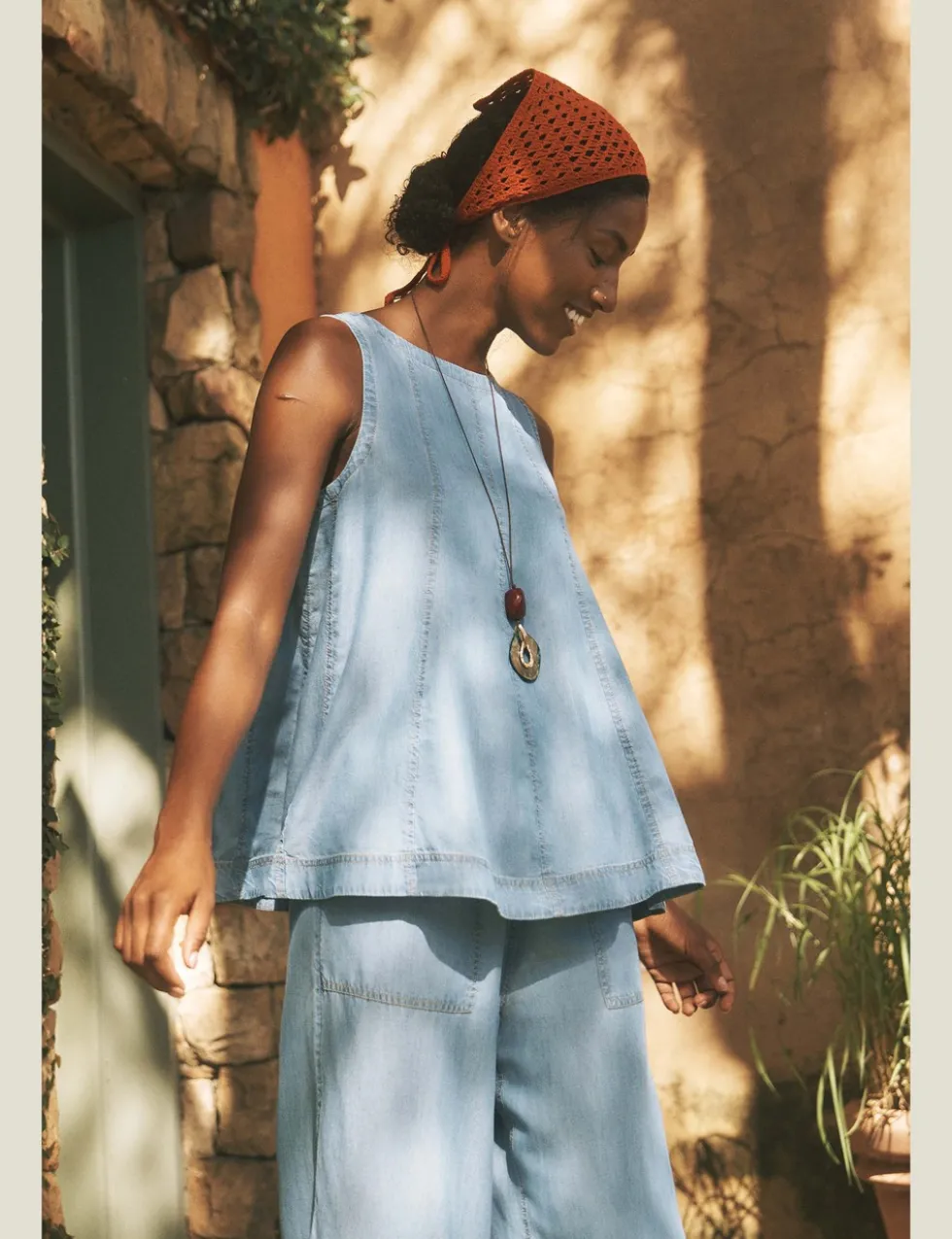 Lyocell Denim Tank Top