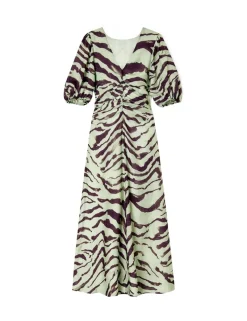 Lyocell Rich Animal Print Midaxi Waisted Dress