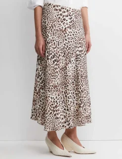 Lyocell Rich Animal Print Midi Slip Skirt