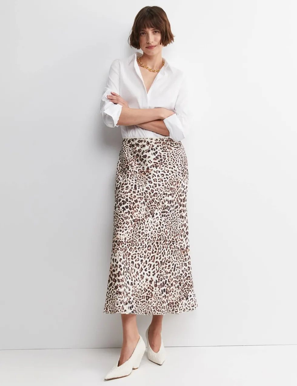 Lyocell Rich Animal Print Midi Slip Skirt