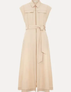 Lyocell Rich Belted Midi Shirt Dress