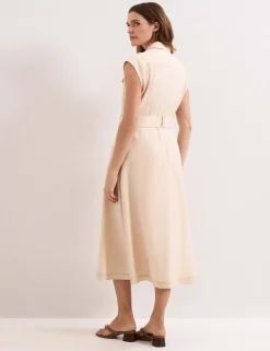 Lyocell Rich Belted Midi Shirt Dress
