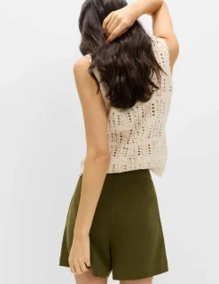 Lyocell Rich Button Detail Shorts