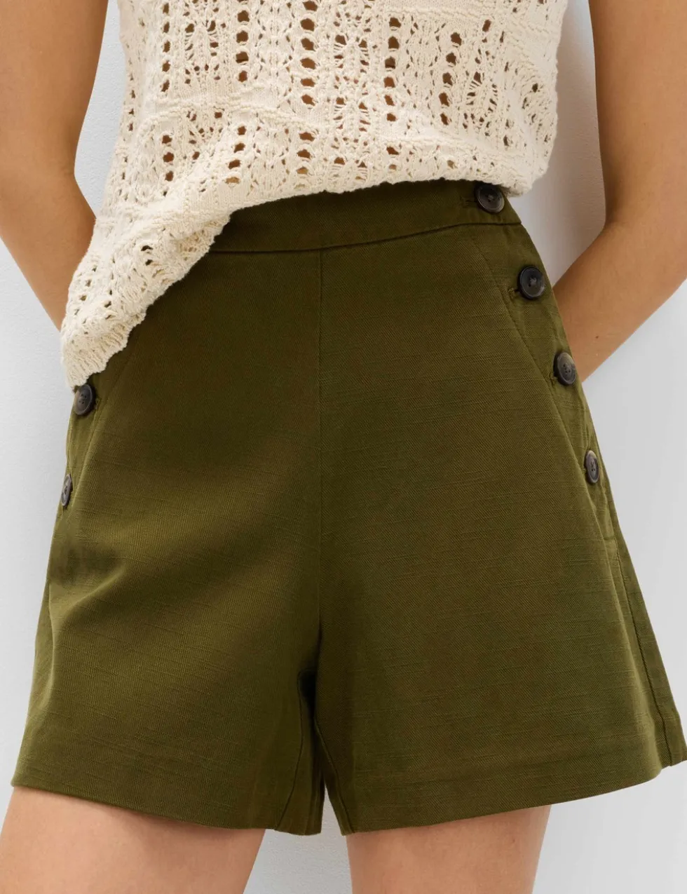 Lyocell Rich Button Detail Shorts