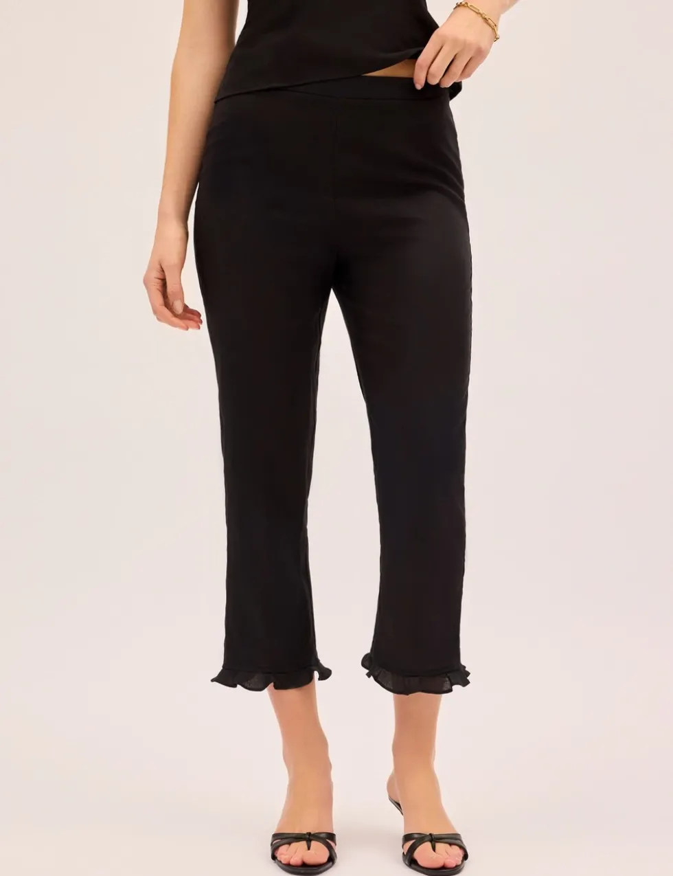 Lyocell Rich Capri Trousers with Linen