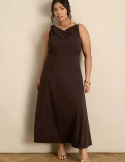 Lyocell Rich Cowl Neck Maxi Slip Dress