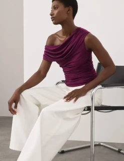 Lyocell Rich Draped Bardot Top