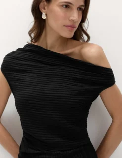 Lyocell Rich Draped Textured Midi Column Dress