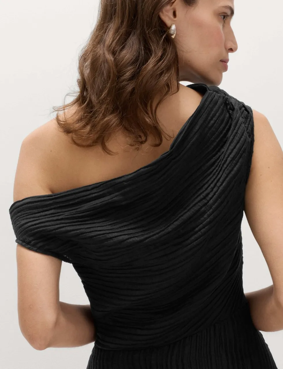 Lyocell Rich Draped Textured Midi Column Dress