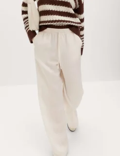 Lyocell Rich Drawstring Wide Leg Trousers